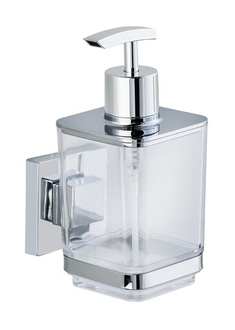 Dozator sapun lichid cu suport autoadeziv, Wenko, Quadro Vacuum-Loc®, 7.5 x 16 x 10 cm, inox/plastic mezoni.ro imagine noua 2022