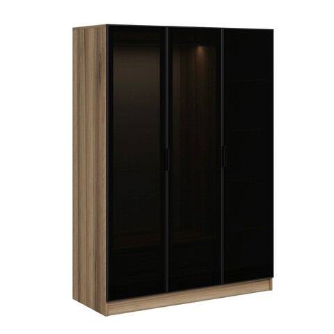 Dulap pentru haine, Minerva, Kale Dark Grey, 135x210x52 cm, PAL, Gri inchis