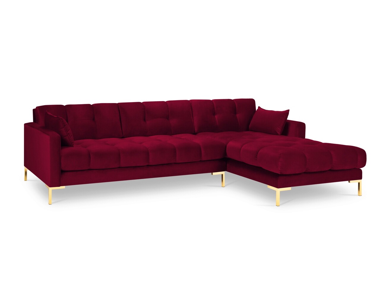 Coltar dreapta 5 locuri, Mamaia, Micadoni Home, GL, 293x185x75 cm, catifea, rosu - 1 | YEO