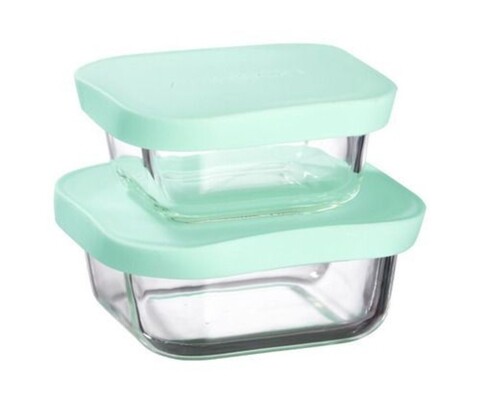 Set 2 caserole din sticla frisk, ambition, 300 ml + 450 ml, capac din silicon