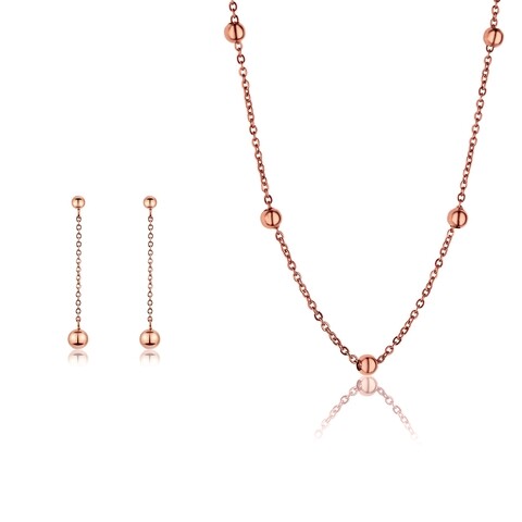 Set cercei si lantisor, Emily Westwood, Rose Gold Bubbled, inox, auriu