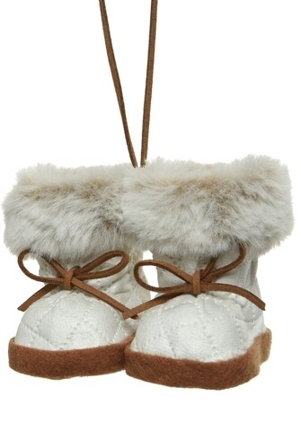 Glob Boots White/Brown, Decoris, 7x9x7 cm, poliester, alb/maro