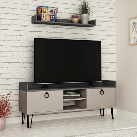 Comoda tv, decortie, keday, mocha deschis / antracit