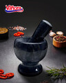 Mojar cu pistil Vanora, 10.5x10.5x10.5 cm, marmura, negru