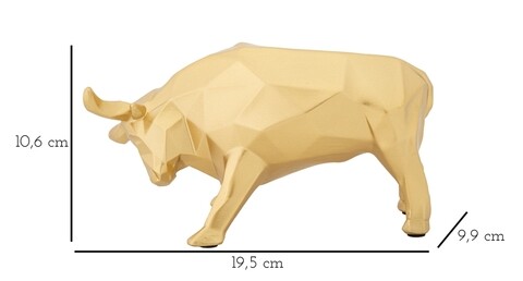 Decoratiune, Mauro Ferretti, Bull, 19.5 x 9.9 x 10.6 cm, polirasina, auriu