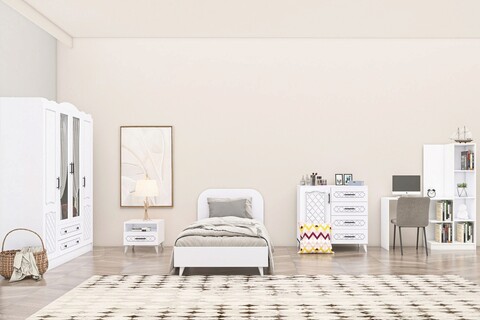 Set dormitor pentru copii, Glenevis, Ediz 109, Alb Glenevis