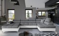 Coltar extensibil dreapta 5 locuri ELTAP, Edr-52, Eduardo, 337x205x88 cm, lemn/poliester, gri inchis/alb
