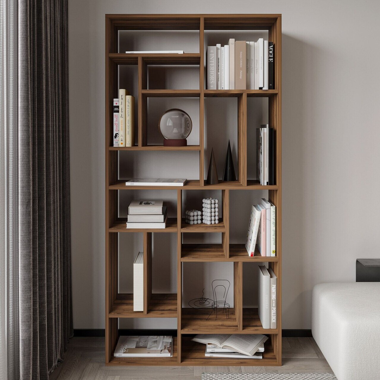 Corp biblioteca Hanah Home Nicola 90x180x30 cm PAL Nuc antic
