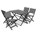 Set 4 scaune si masa dreptunghiulara pliabile, Breeze, aluminiu, negru
