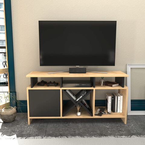 Comoda tv, retricy, auburn, 120x29.9x60.6 cm, pal, stejar / antracit