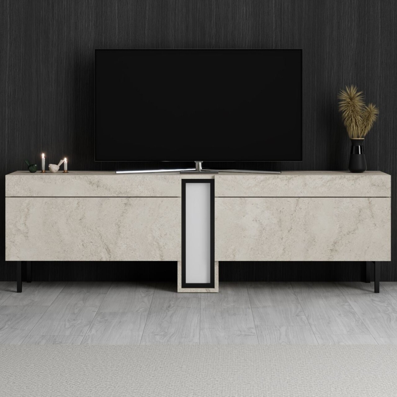 Comoda TV, Hanah Home, Nova, 180x55x32 cm, Travertin - view 2