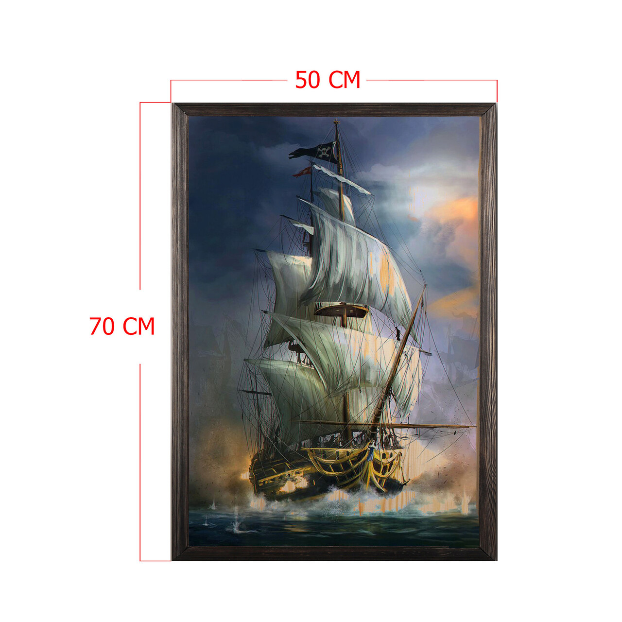 Tablou decorativ, Sailboat XL, Lemn, Lemn, Multicolor
