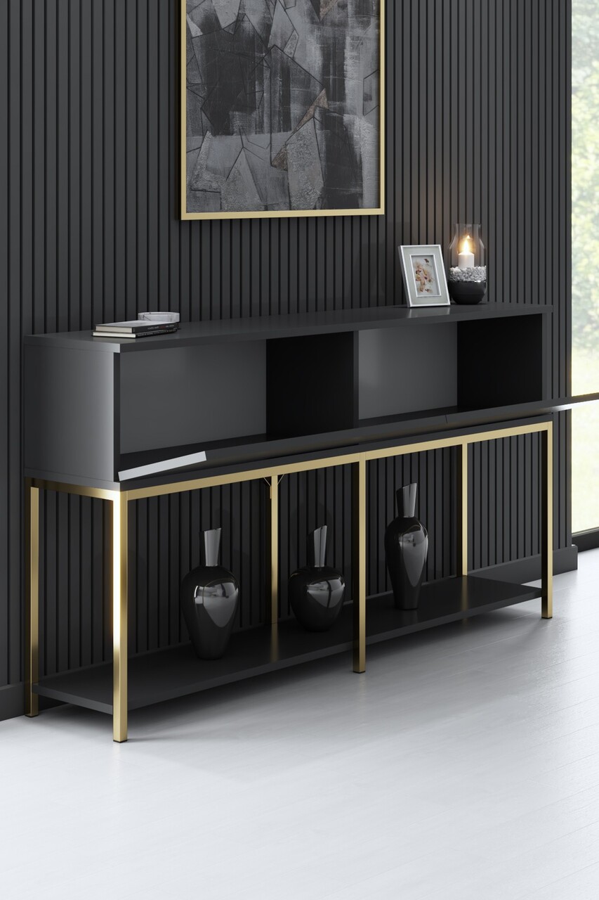 Consola, Bexley, Lord, 150x80x30 cm, PAL, Antracit / Aur - 1 | YEO