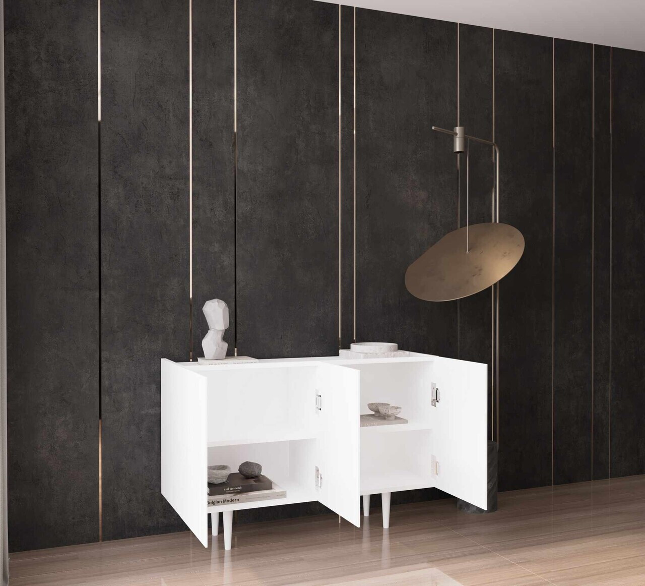 Consola, Hanah Home, Capella 120, 120x60x40 cm, MDF, Alb - view 3