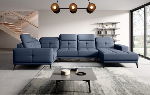 Coltar stanga 6 locuri ELTAP, LT-40GO, Neviro, 350x201x77 cm, lemn/poliester, albastru deschis