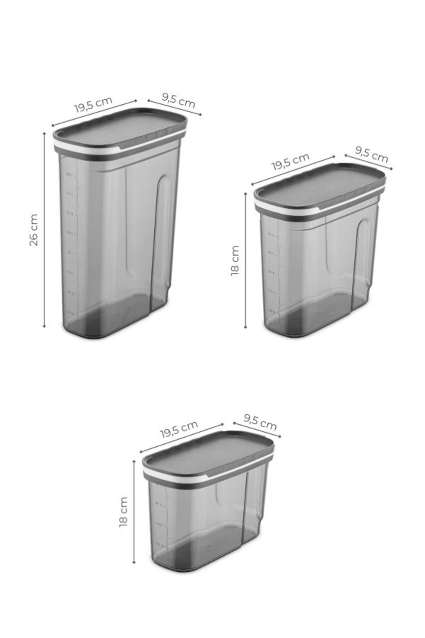 Set recipiente depozitare, Hermia, 964FRM1117, Dimensiune: 9,5 x 19,5 x 13 cm / 1250 ml (2 bucăți), Antracit - view 3