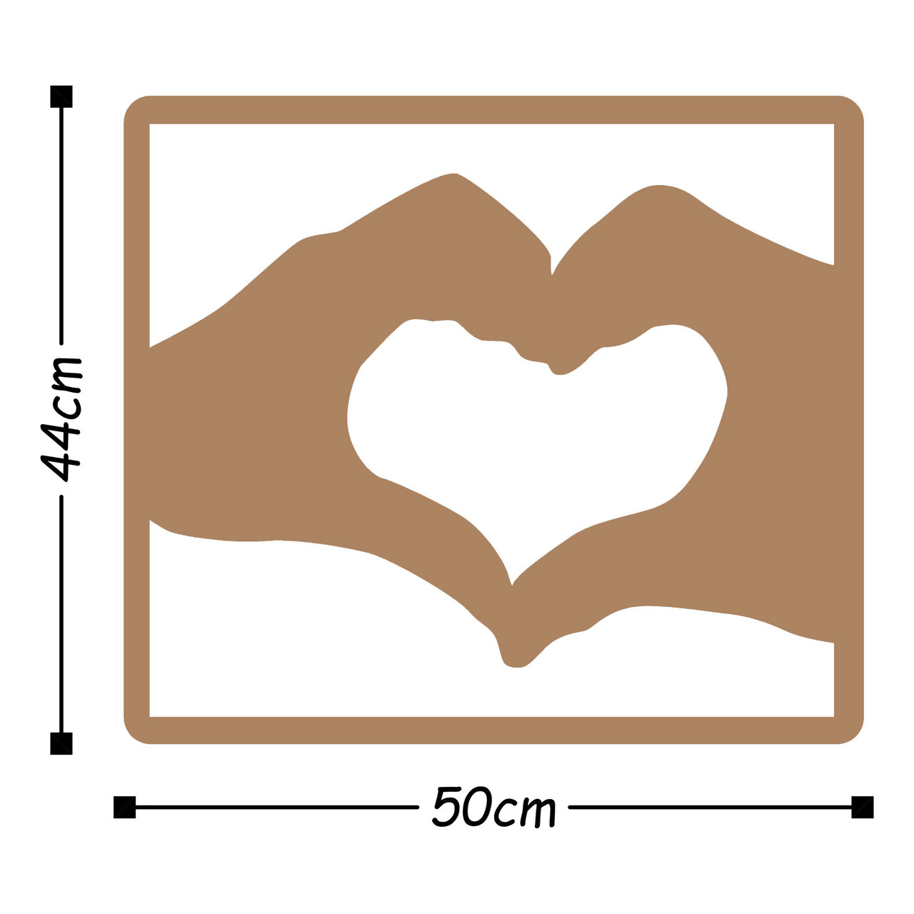 Decoratiune de perete, Love2, Metal, Dimensiune: 50 x 44 cm, Cupru