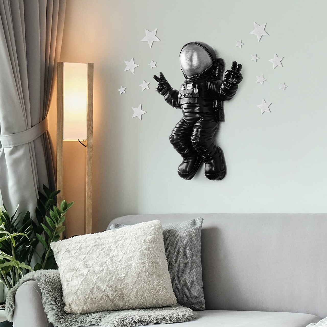 Decoratiune de perete, Cosmonaut 4, Lățime: 35 cm Înălțime: 47 cm Adâncime: 10 cm, Multicolor - view 3