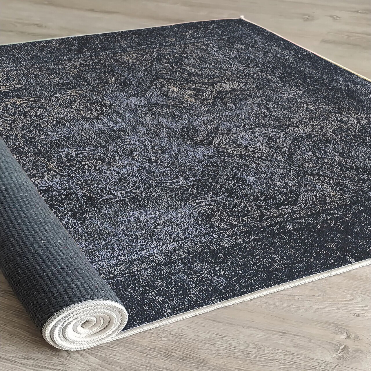 Covor, Woopamuk336, 120x180 cm, Bumbac/Poliester, Albastru navy - view 3