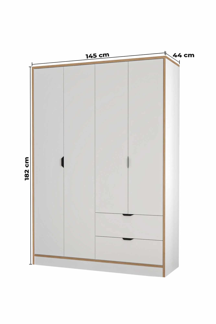 Dulap pentru haine, Hanah Home, Arden 4, 145x182x44 cm, Alb - view 10