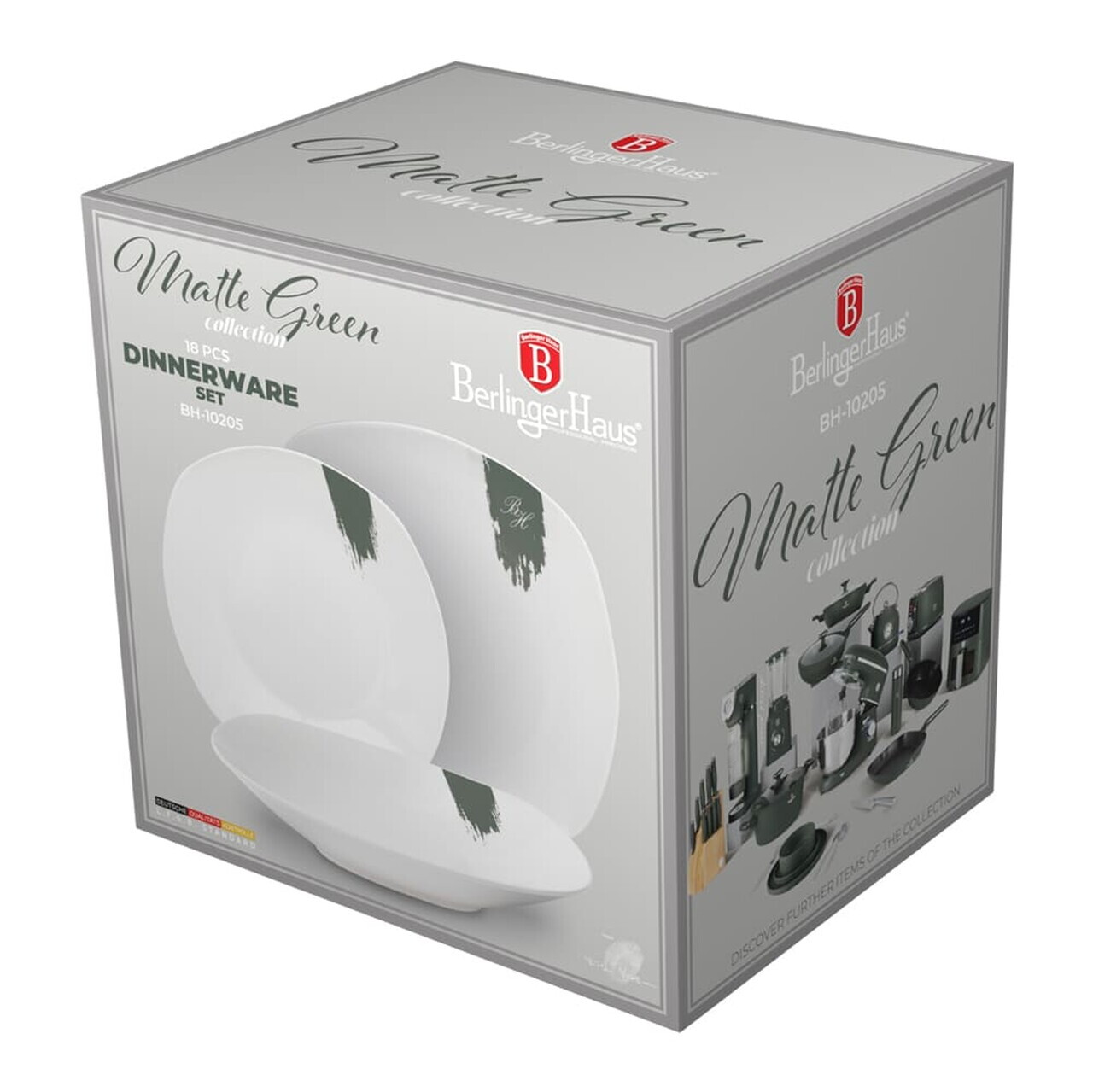 Serviciu de masa 18 piese Berlinger Haus, Matte Green, portelan, alb/verde - imagine 5