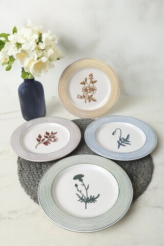 Set farfurii pentru desert, Hermia, 275KRM2585, Dimensiune: 22 cm (4 bucăți), Alb