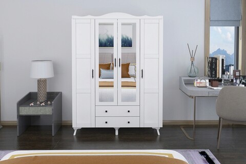 Dulap pentru haine, Glenevis, Sahra 914, 140x188x50 cm, Alb Glenevis