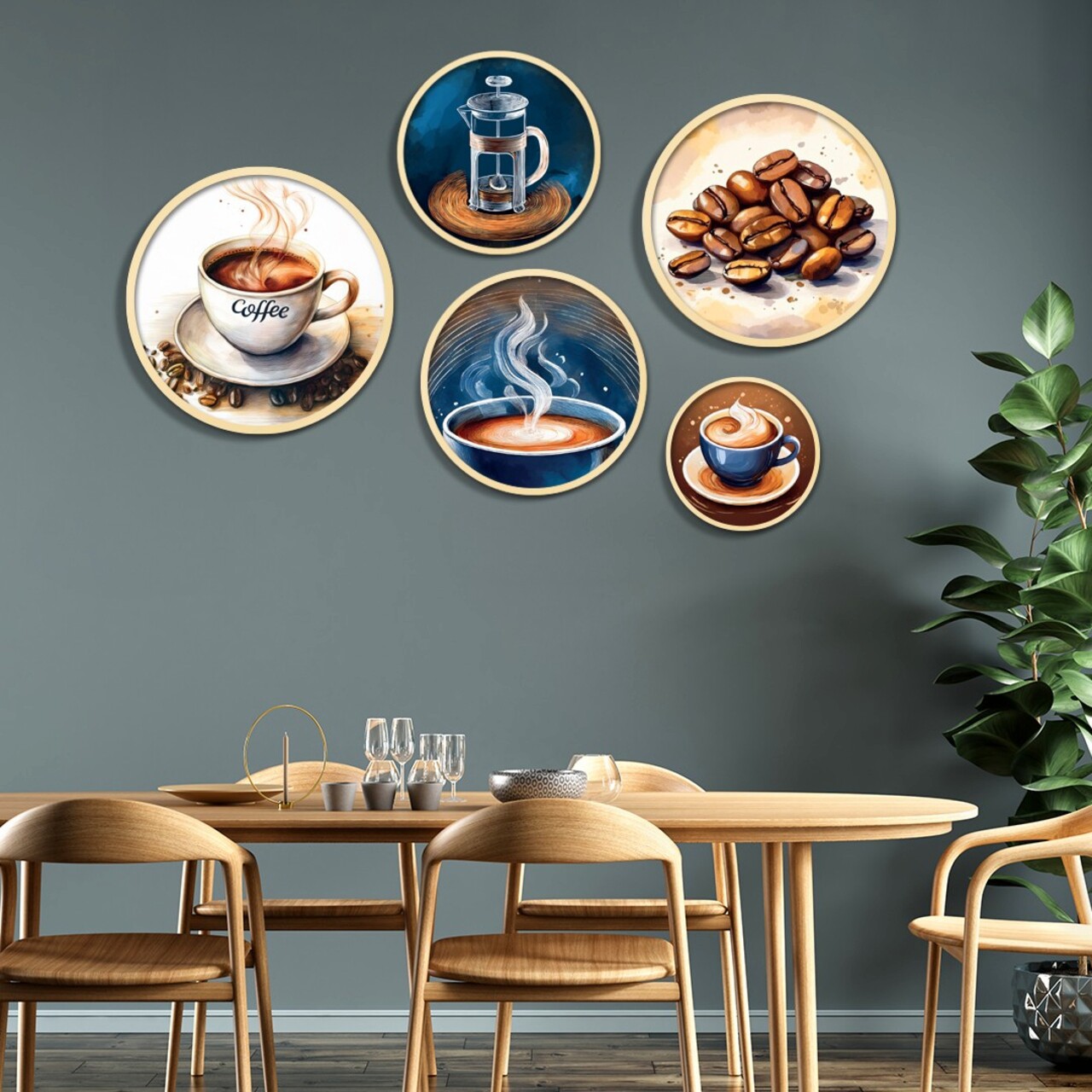 Tablou decorativ (5 Pieces), Iaht-11, Dimensiuni: 43,5 x 43,5 cm (1 bucată), Multicolor - view 2