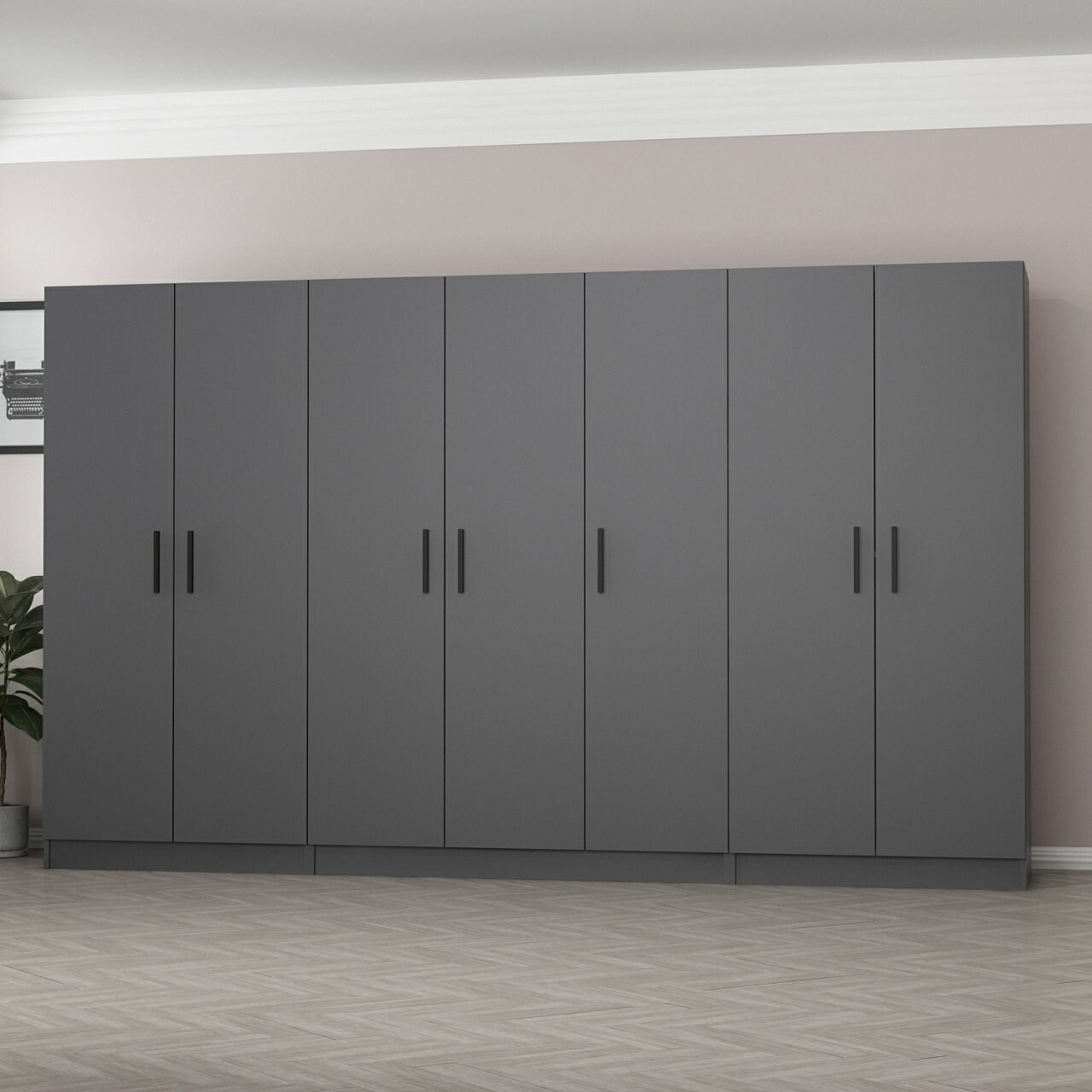Dulap pentru haine, Minerva, Kale, 315x190x52 cm, PAL, Antracit - 2 | YEO