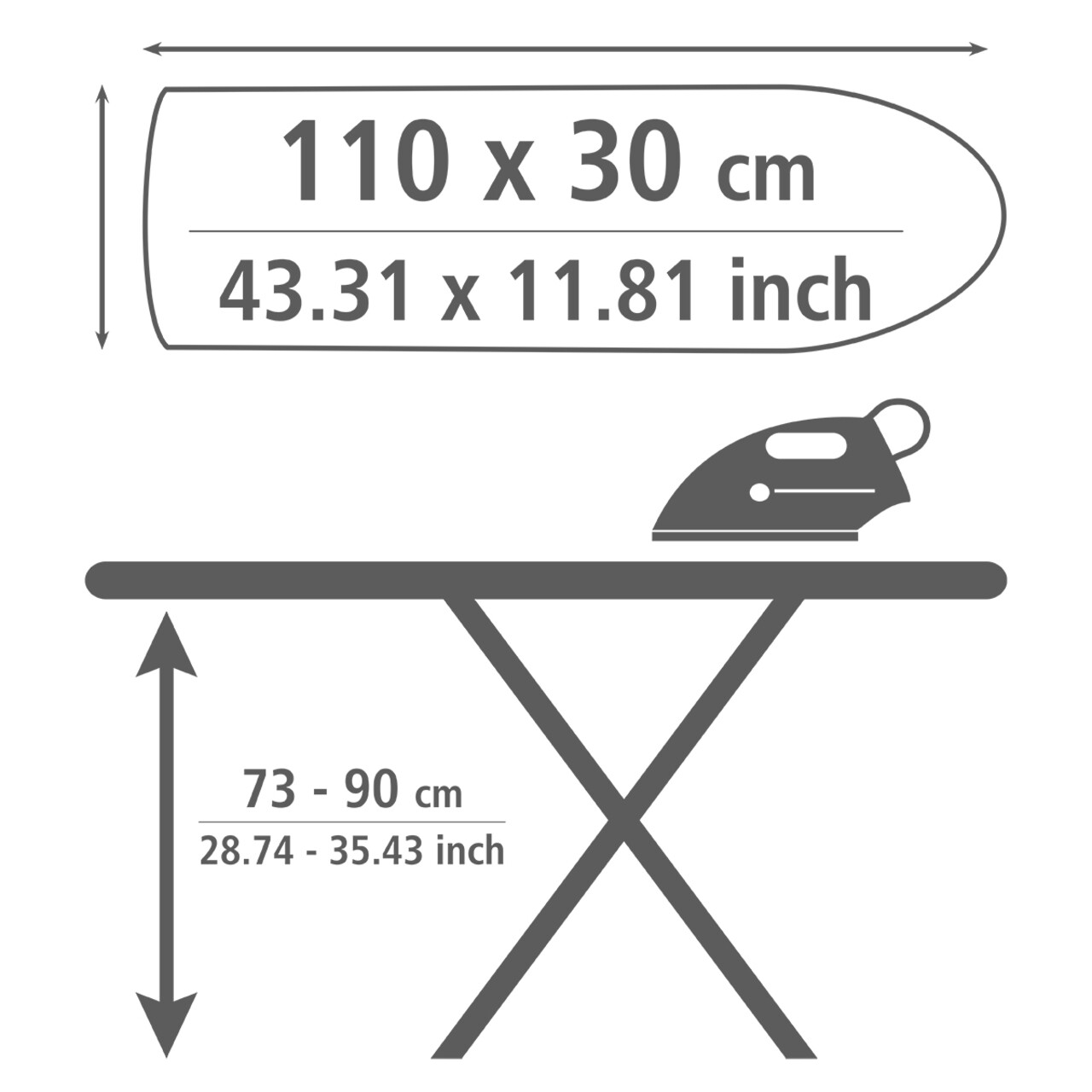 Masa De Calcat, Wenko, Base, Cu Inaltime Ajustabila, 110 X 30 Cm, Metal/bumbac, Gri/alb