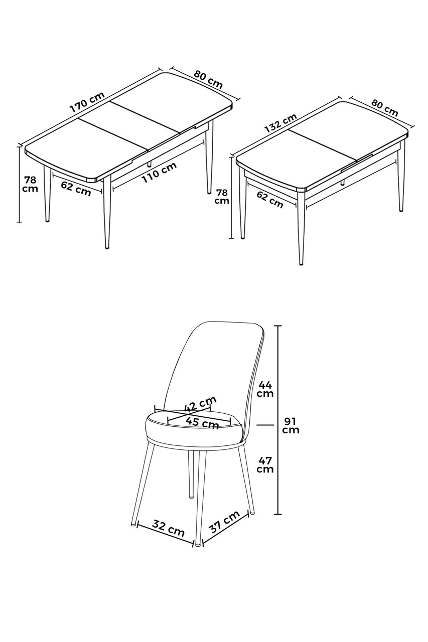 Extendable Dining Table &amp; Chairs Set (7 Pieces), Hanah Home, Zen, Baroc / Crem - view 3