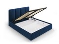 Pat tapitat cu somiera rabatabila si lada depozitare, Juniper, Mazzini Sofas, 208x170x104 cm, catifea, albastru regal