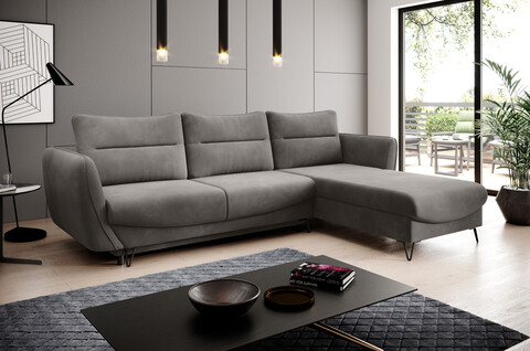 Coltar extensibil dreapta 3 locuri ELTAP, RT-04LO, Silva, 276x201x100 cm, lemn/poliester, gri