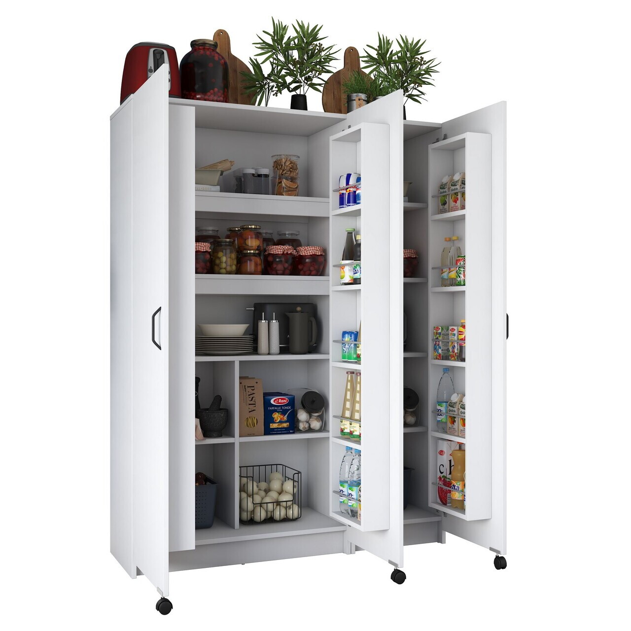 Dulap multifunctional, Hanah Home, JE109, 135x180x42 cm, PAL melaminat, Alb - view 8