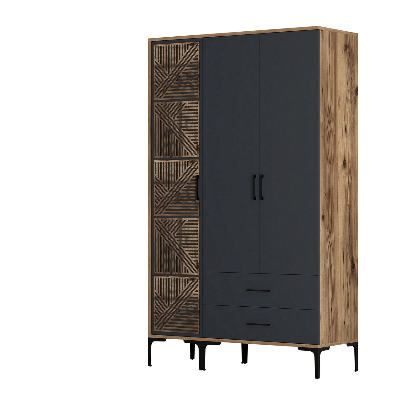 Dulap pentru haine, Hommy Craft, Kumsal PT, 120x47.5x201.4 cm, PAL, Nuc / Antracit