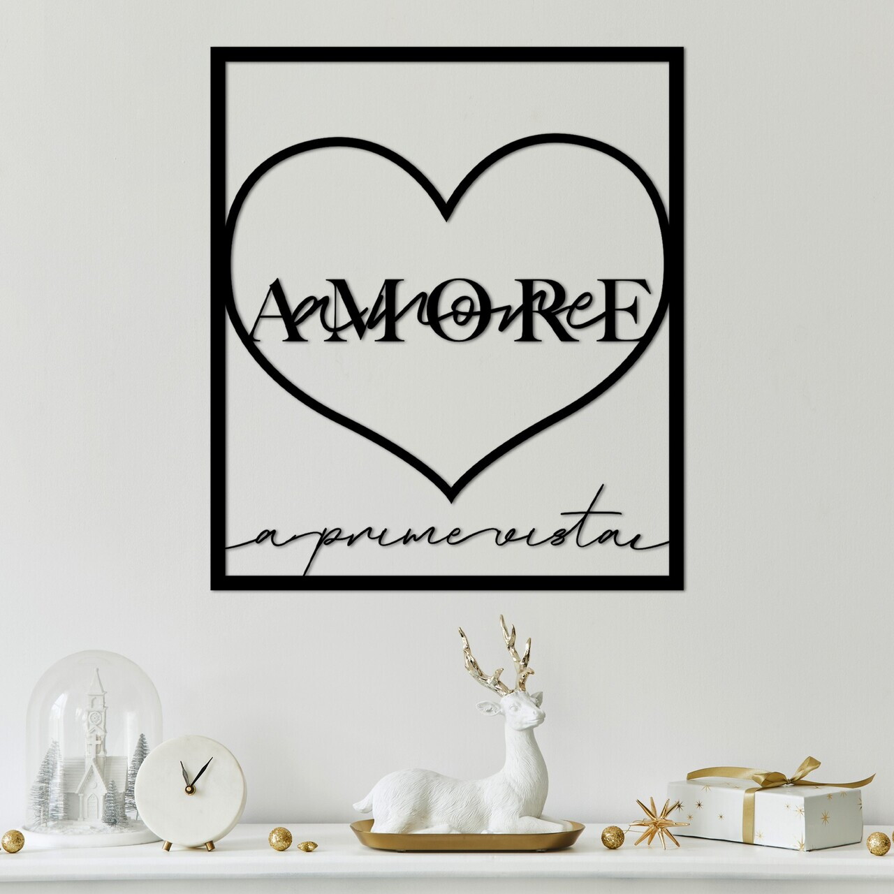 Decoratiune de perete, Amore Prima Vista 2, Dimensiuni: 49 x 56 cm, Negru