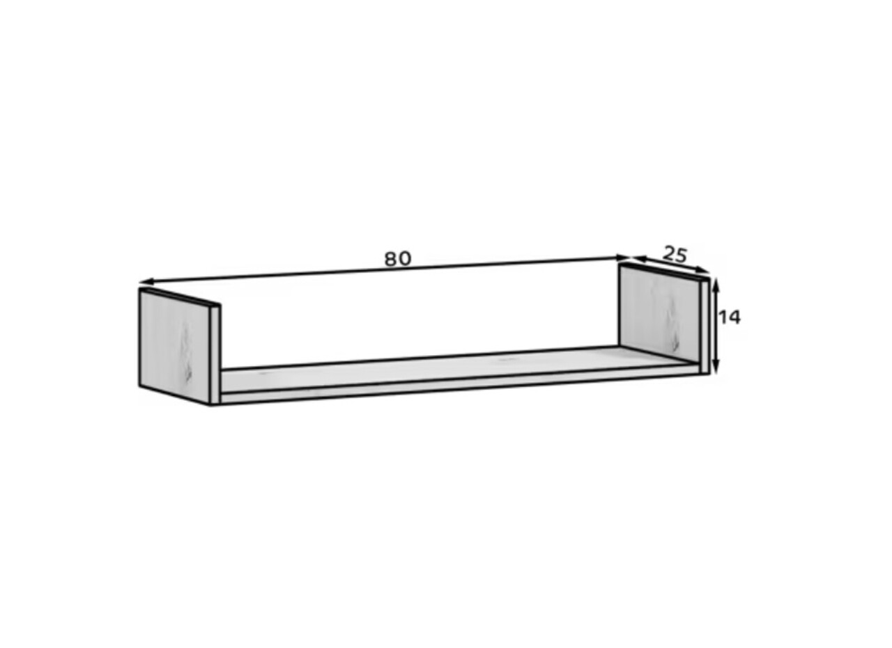 Raft de perete ELTAP, Vissta, 80x25x14 cm, PAL/PVC, negru