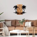 Decoratiune de perete, Hawaii, lemn/metal, 74 x 57.5 cm, negru/maro