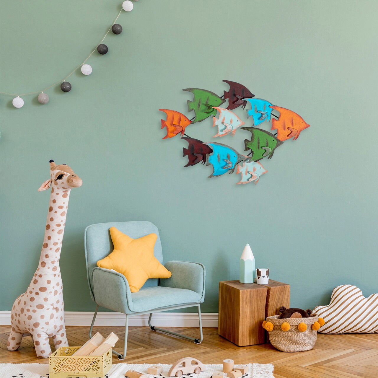 Decoratiune de perete, Melek, Metal, Dimensiune: 83 x 58 x 8 cm, Multicolor - 1 | YEO