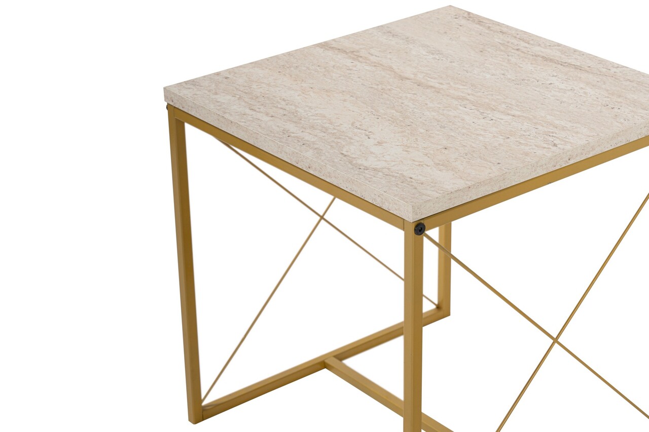 Set masute de cafea, Hanah Home, Defne, Travertin / Auriu