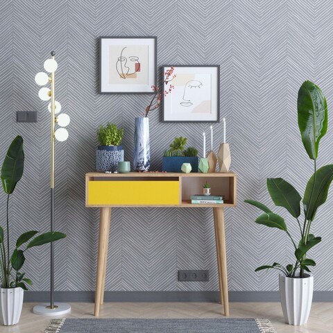 Bufet, mod design, arlet, 100x30x94 cm, stejar / galben