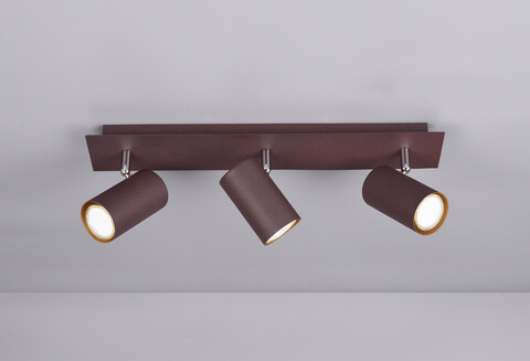Plafoniera Marley, TRIO, 48x9x15 cm, 35W, 3x GU10, metal, maro