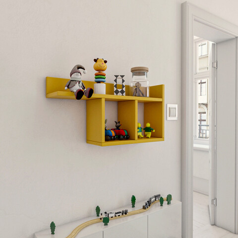 Raft de perete, kalune design, room, 72x37x18 cm, galben