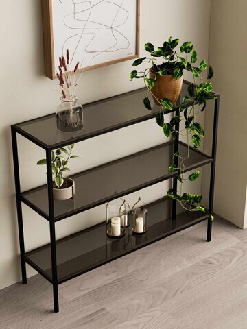 Bufet, Hanah Home, 3 Katlı, 100x85x30 cm, Negru / Fume