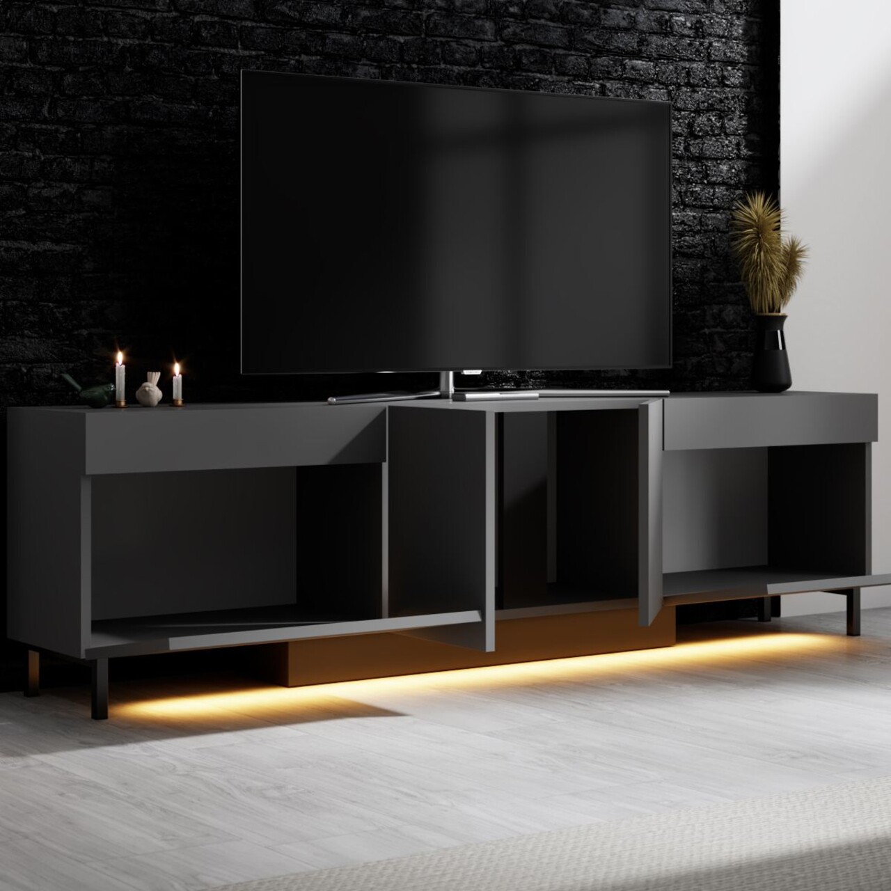 Comoda TV, Hanah Home, Paris, 180x50x32 cm, Antracit - imagine 3