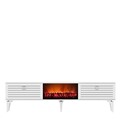 Comoda TV, Olivia, Arona Fireplace, 150x44.6x29.6 cm, PAL , Alb