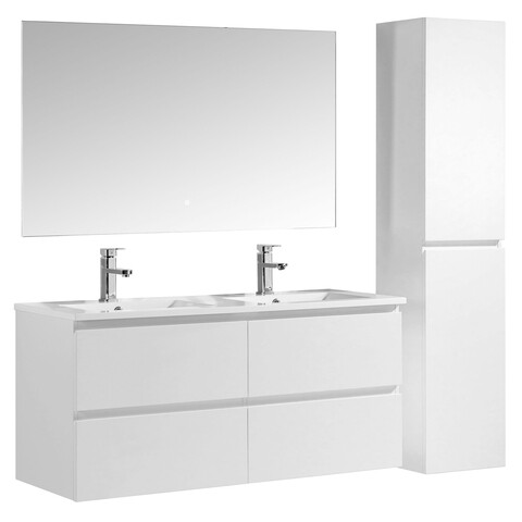 Set corp lavoar 2 sertare lavoar oglinda si coloana, roma, l.120 l.46 h.50 alb