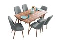Extendable Dining Table & Chairs Set (7 Pieces), Hanah Home, Lidyana, Frame: 70% HORNBEAM/30% MELAMINE COATED CHIPBOARD, Gri
