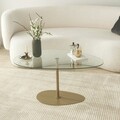 Masuta de cafea, Neostill, Porto, 90x40x60 cm, Sticla temperata, Transparent/Auriu