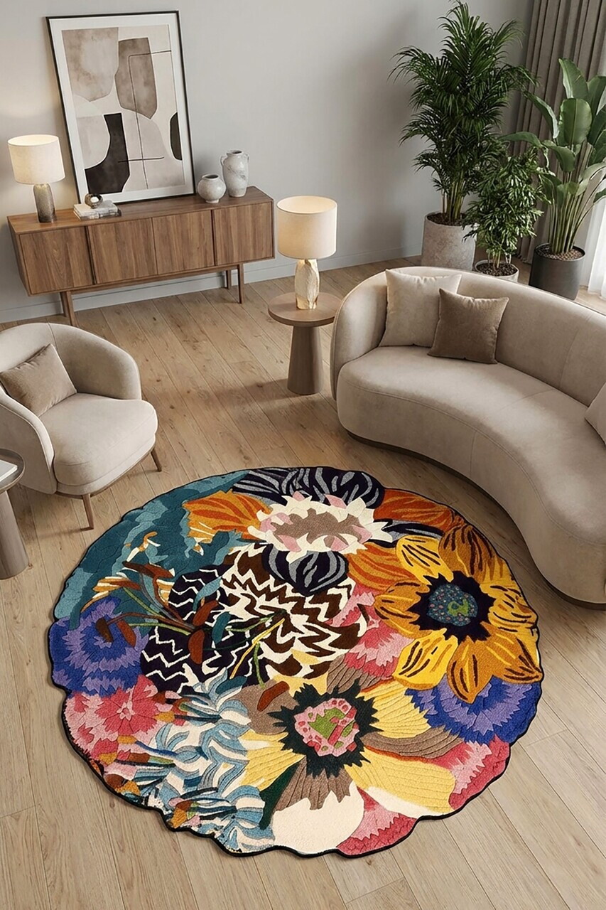 Covor, Yuvarlak-0000086-005, 180x180 cm, Poliester, Multicolor — imaginea 5